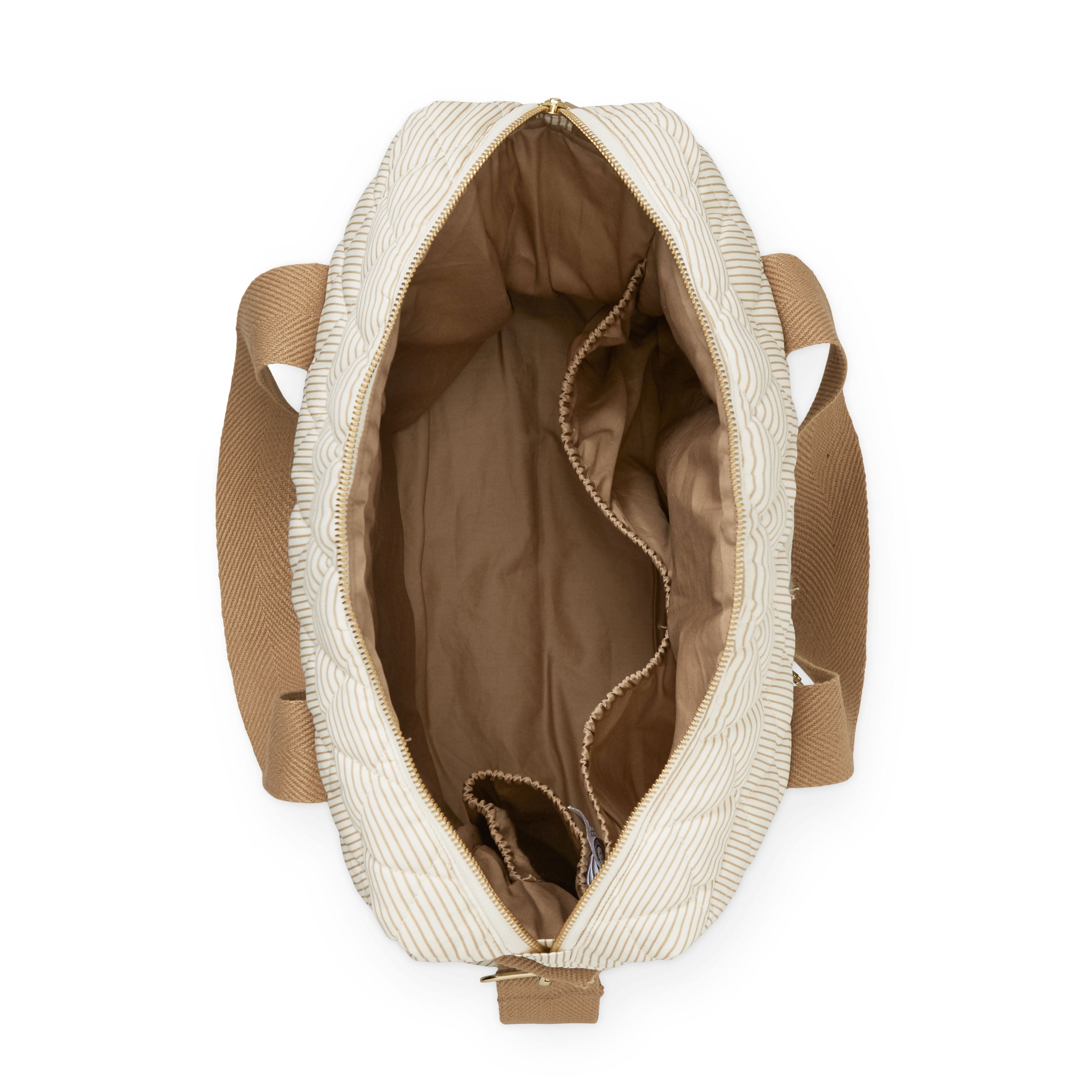 Wickeltasche mit Kinderwagengurten - OCS - Classic Stripes Camel