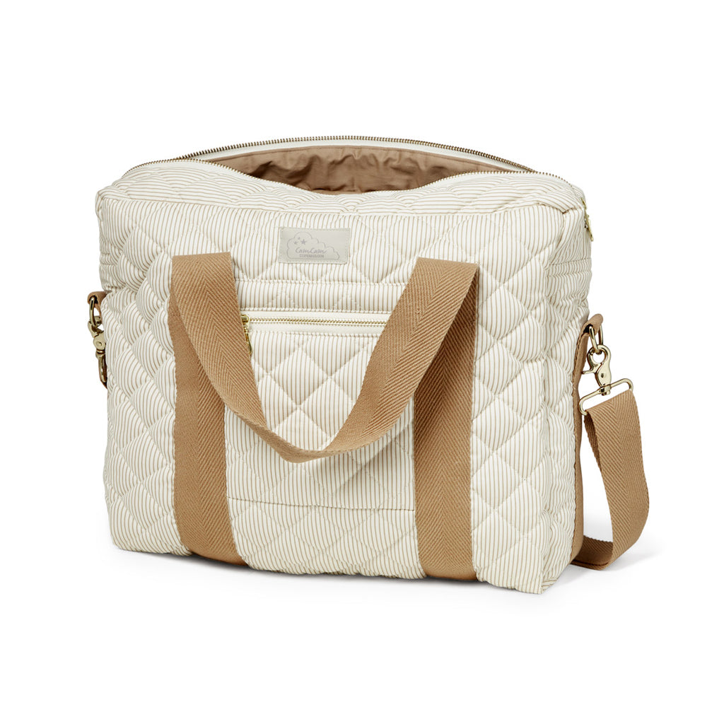 Wickeltasche mit Kinderwagengurten - OCS - Classic Stripes Camel