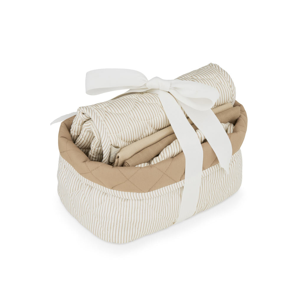 Geburtsgeschenk - Babypflegeset - Classic Stripes Camel