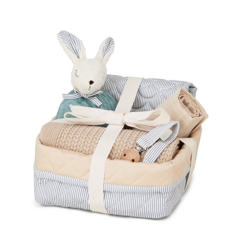 Baby Shower Geschenkkorb - Classic Stripes Blue