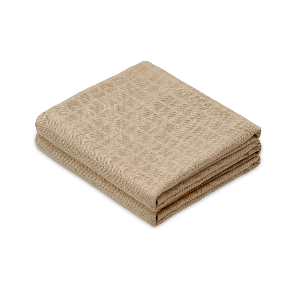 Muslin Cloth, Solid colour, 2-pack - GOTS - Latte