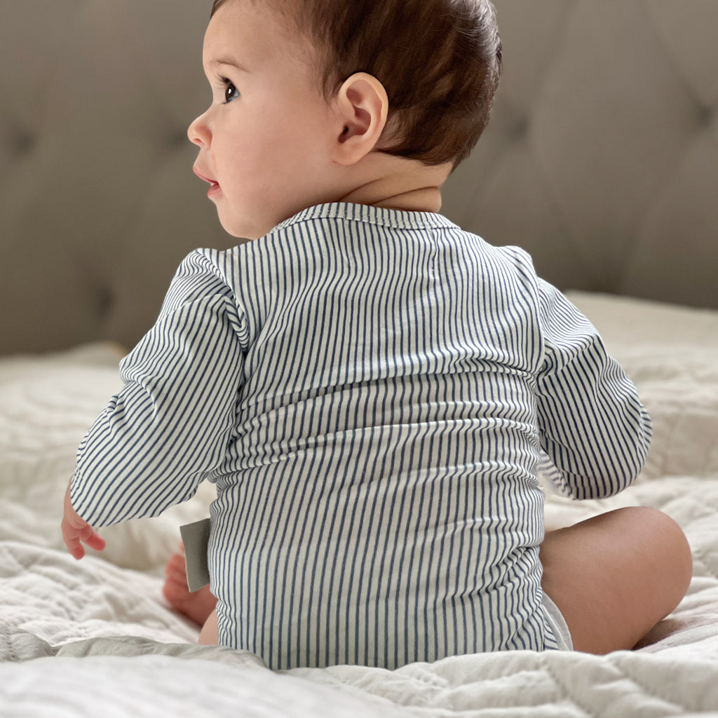 Langärmeliger Body William - GOTS - Classic Stripes Blue