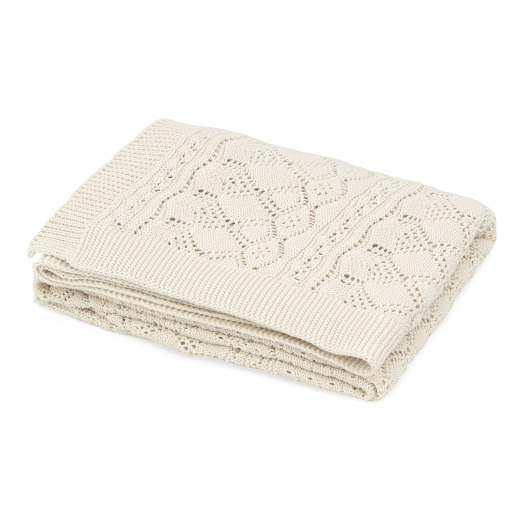 Pointelle Strick Babydecke - GOTS - Off White
