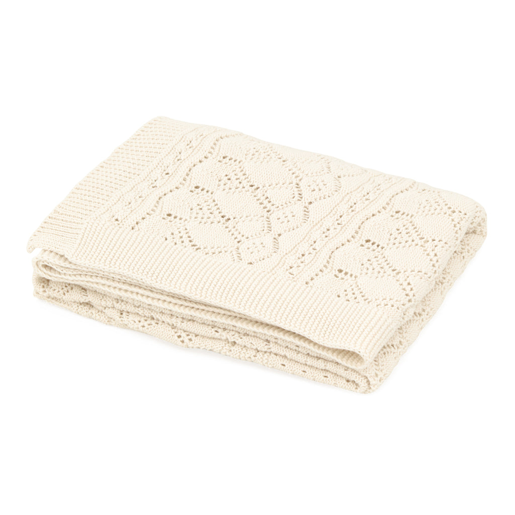 Pointelle Strick Babydecke - GOTS - Off White