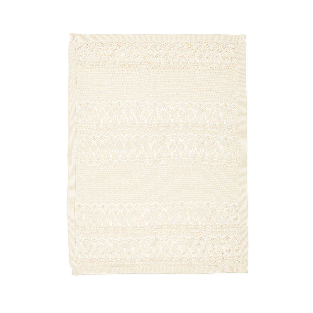 Pointelle Strick Babydecke - GOTS - Off White