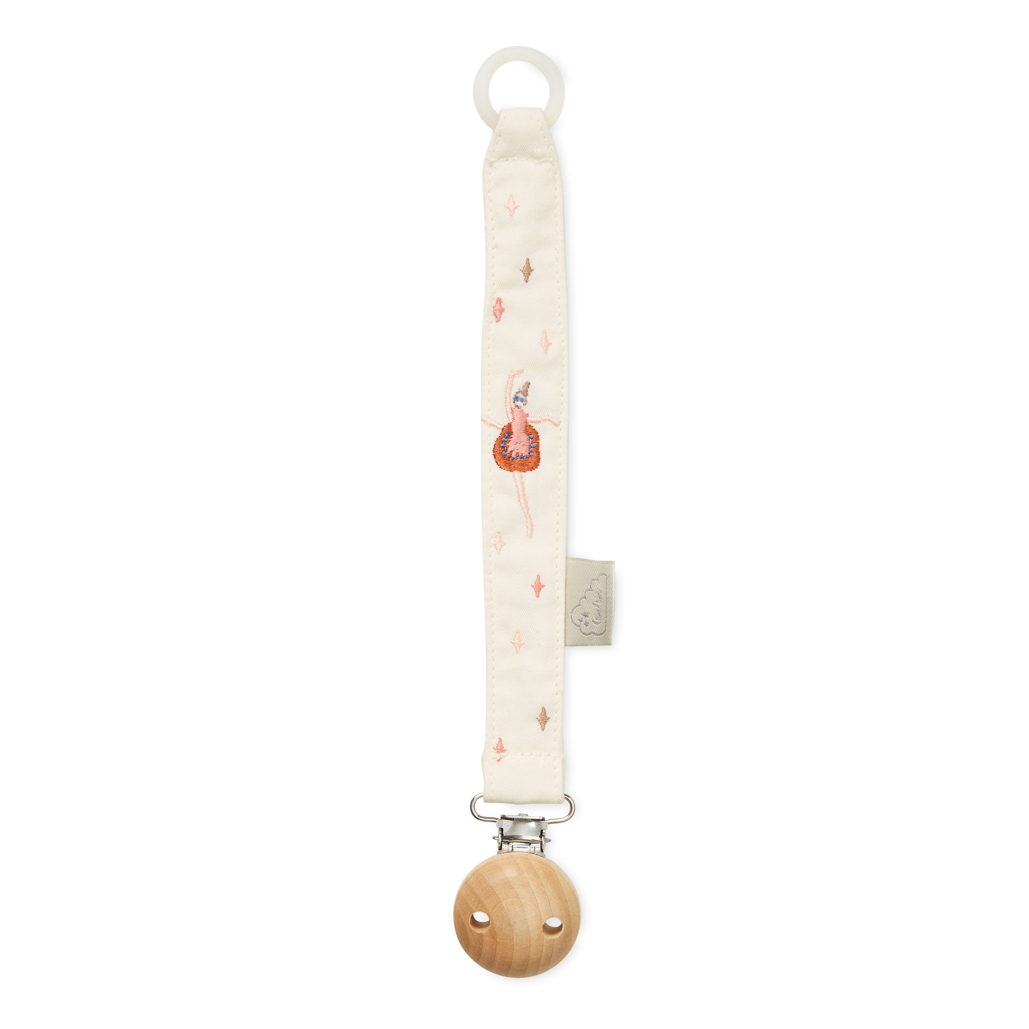 Embroidered Pacifier Holder - GOTS - Ballerina