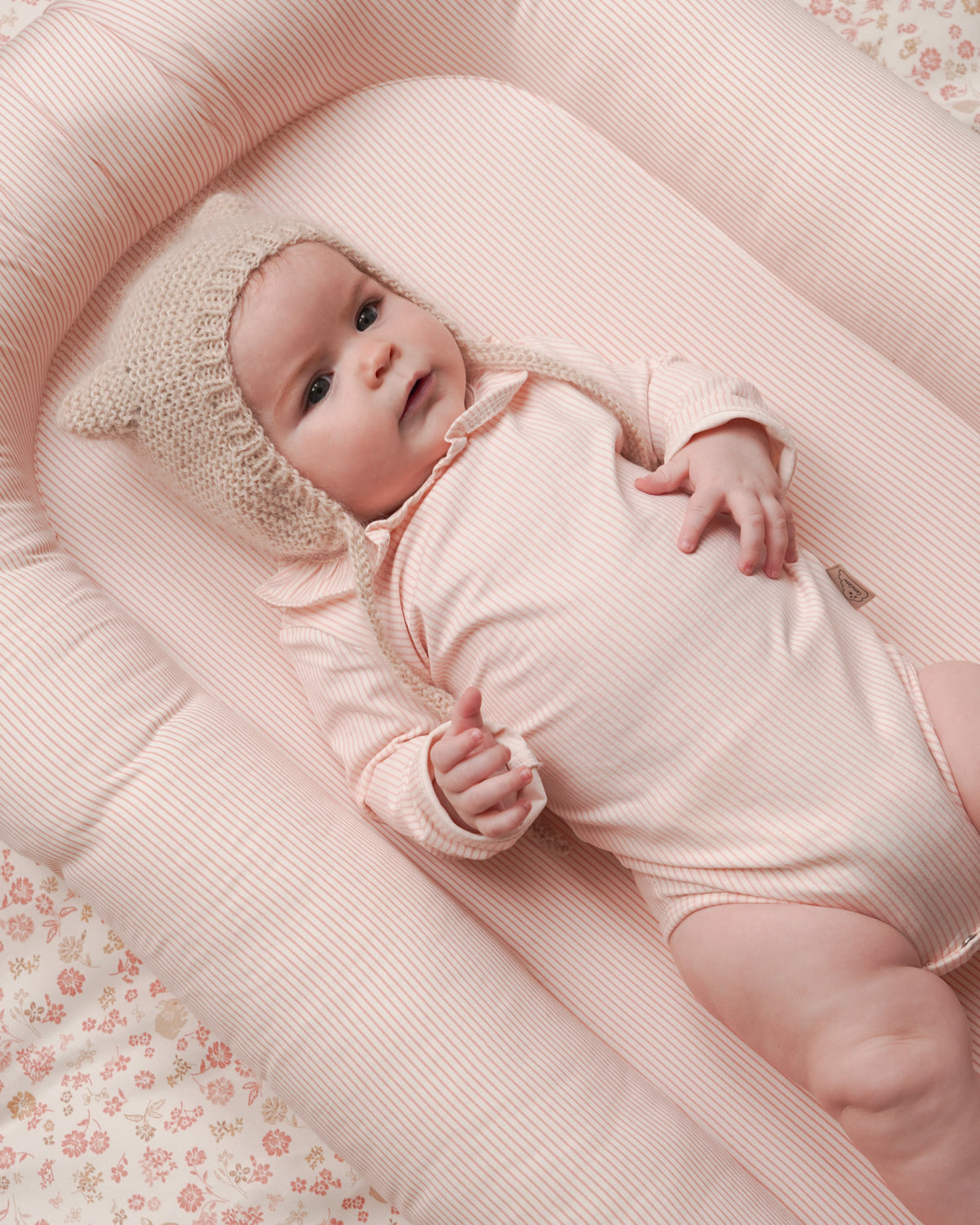 Langärmeliger Body Holly, 56 cm - GOTS - Classic Stripes Rose