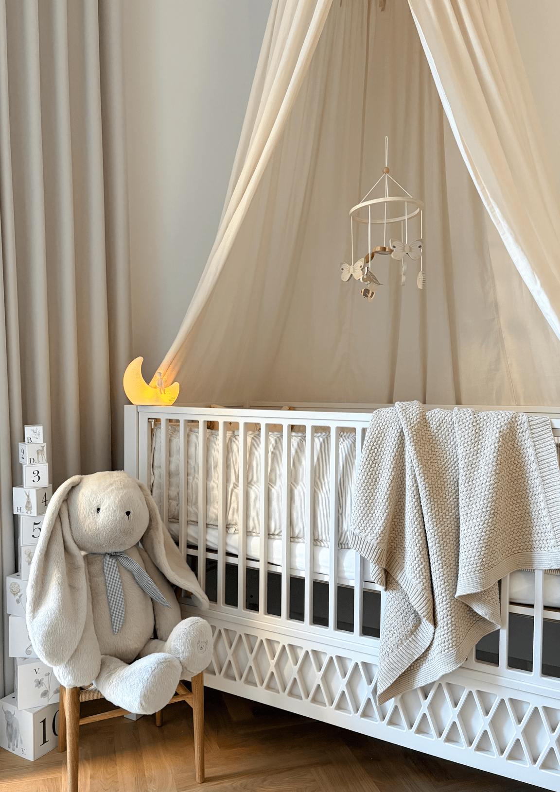 Harlekin Baby Bett, 60x120cm - Weiß