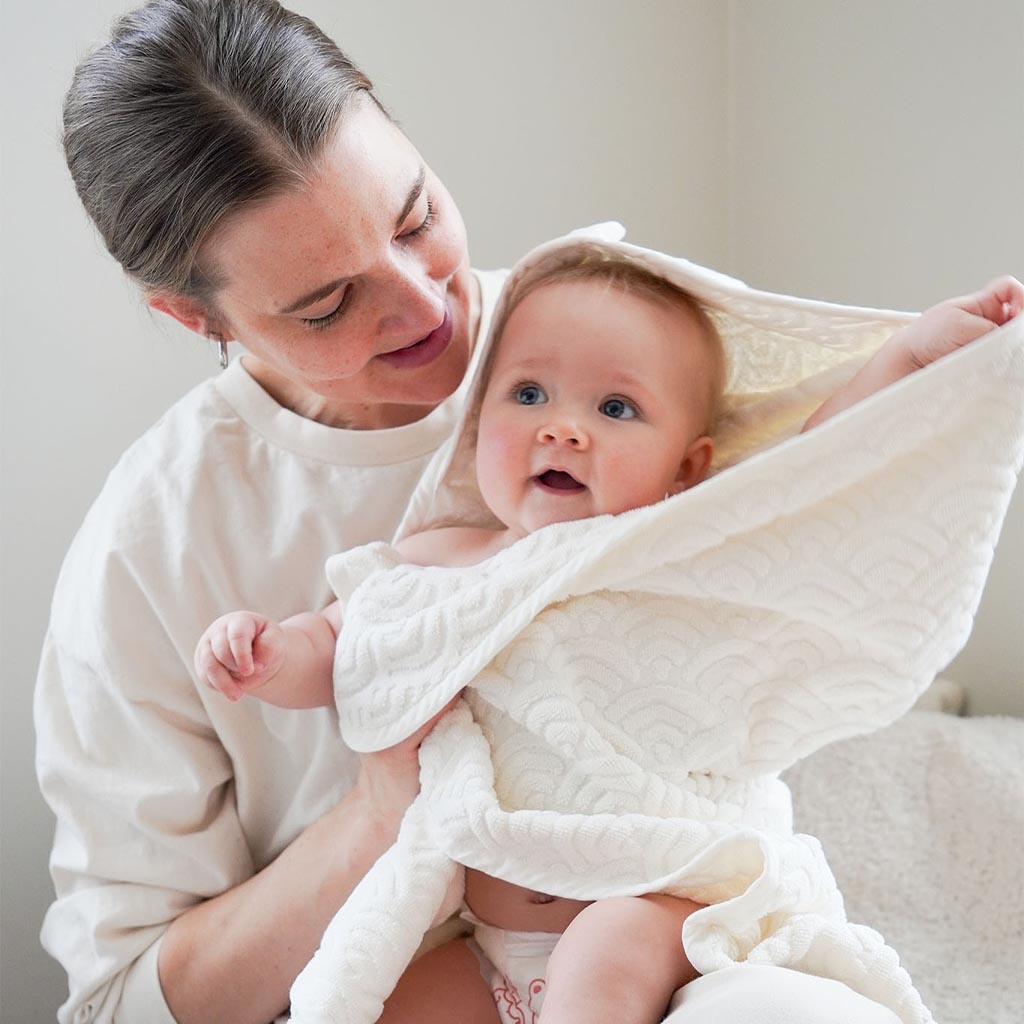 Kapuzenhandtuch mit Öhrchen, Baby - GOTS Off-White