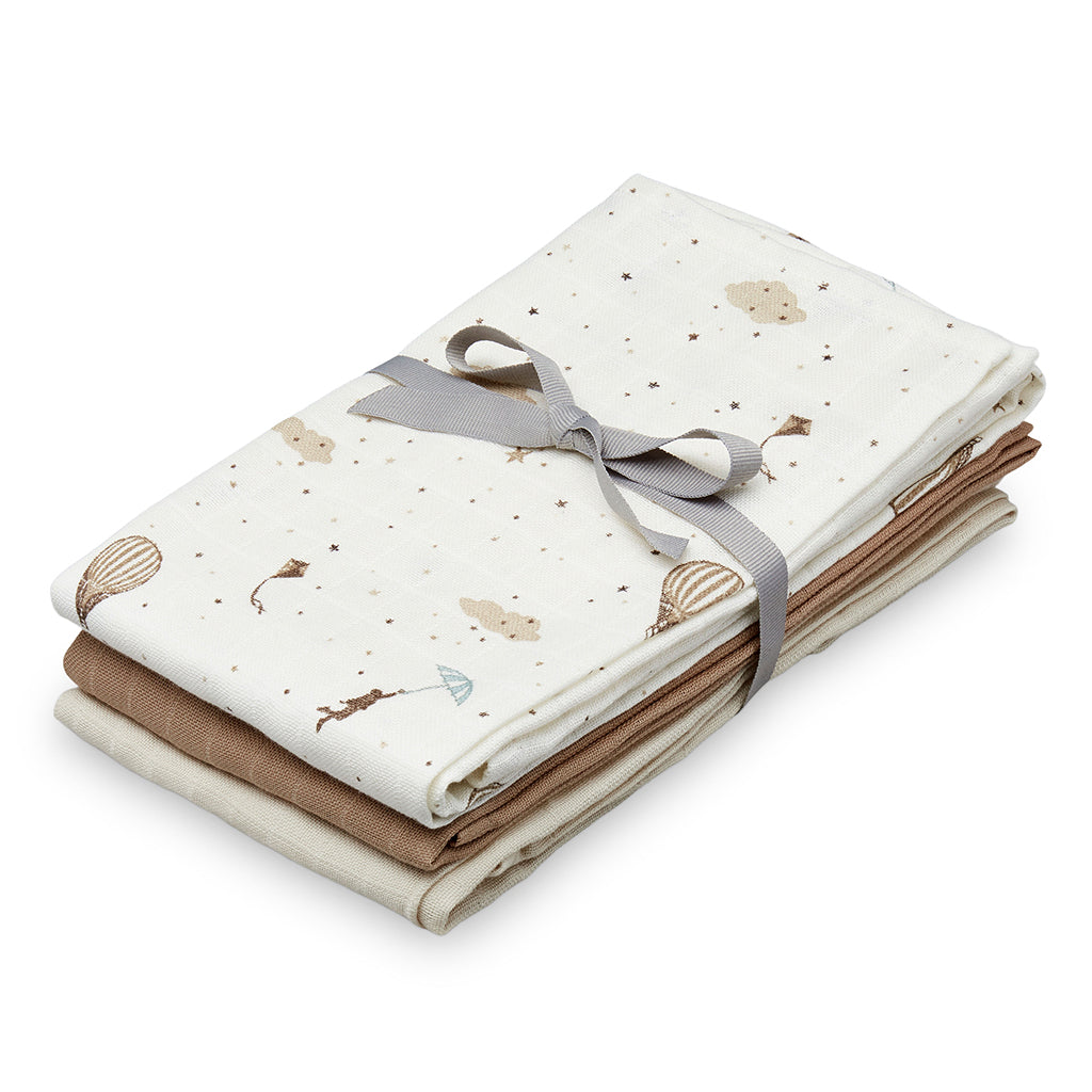 Musselintuch, 3er-Pack – GOTS Mix Dreamland, Camel, Light Sand