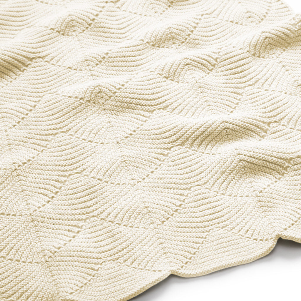 Jakobsmuschel-Strickdecke – GOTS Natur