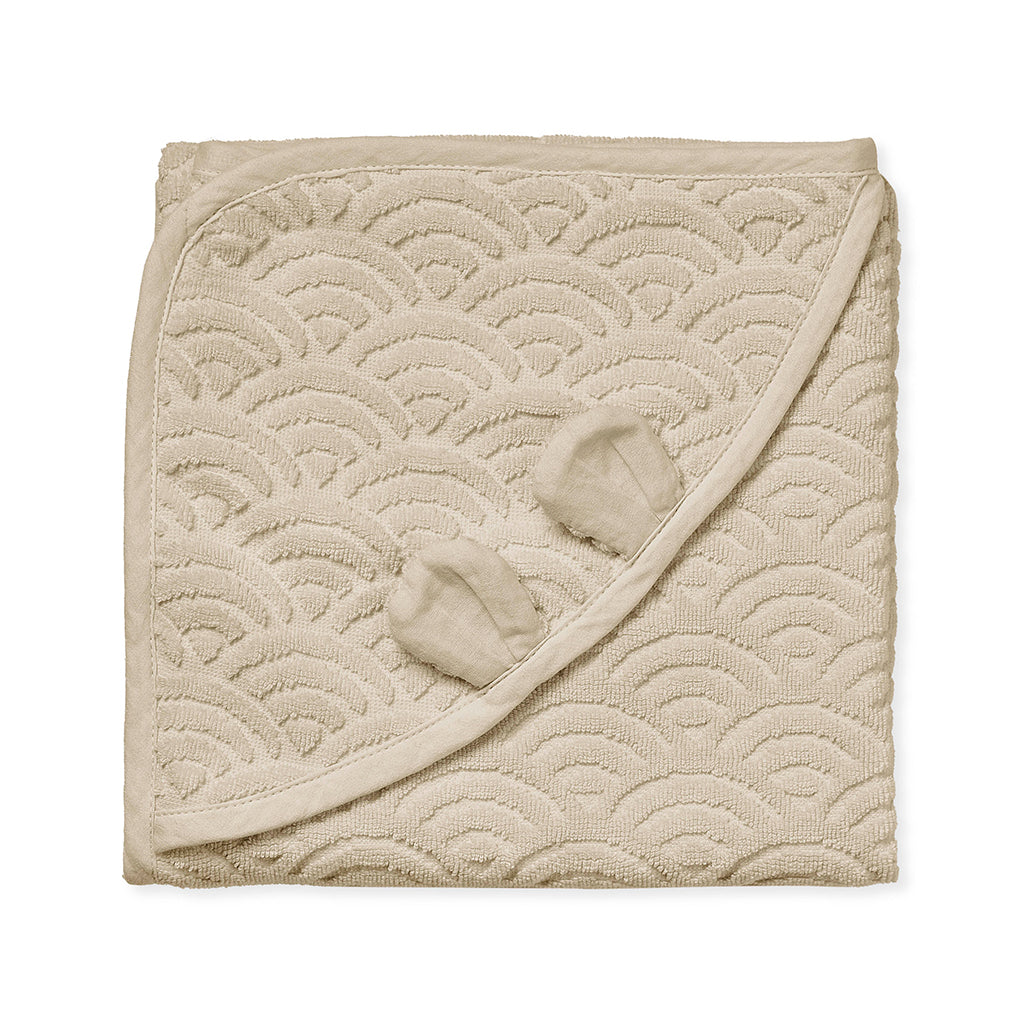 Handtuch, Baby, Kapuze mit Ohren – GOTS Almond