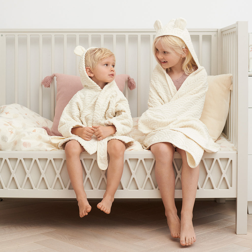 Bademantel, Kapuze mit Ohren, 1–2 Jahre – GOTS Dusty Rose