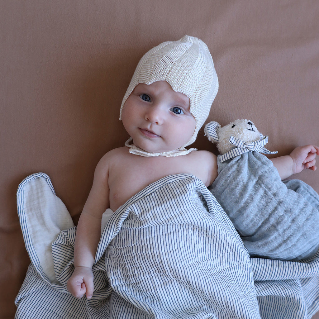Musselin-Babydecke – GOTS Classic Stripes Blue