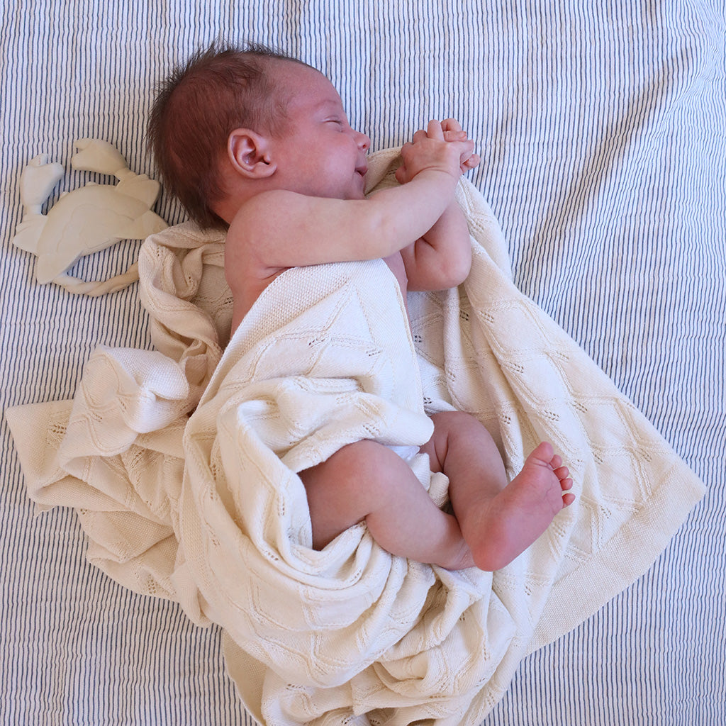 Musselin-Babydecke – GOTS Classic Stripes Blue