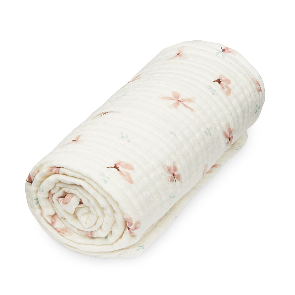 Musselin-Babydecke – GOTS Windflower Creme