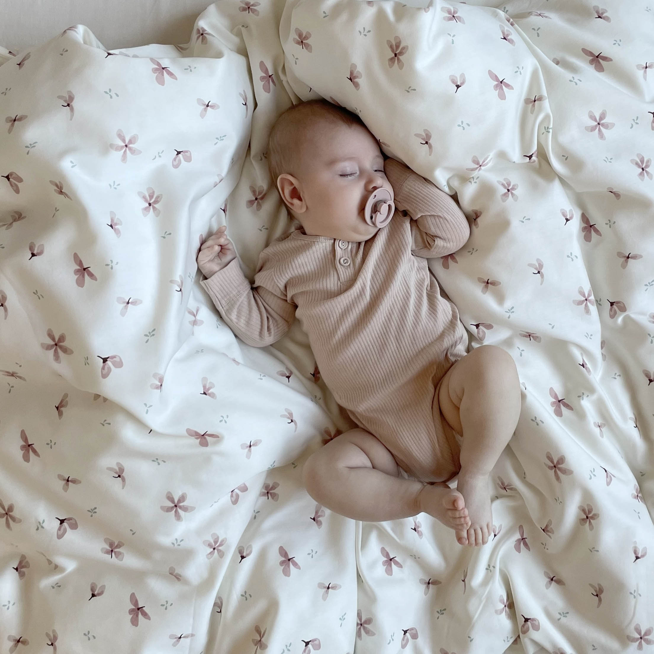 Bettwäsche-Set, Baby, 70x100cm - GOTS Windflower Creme