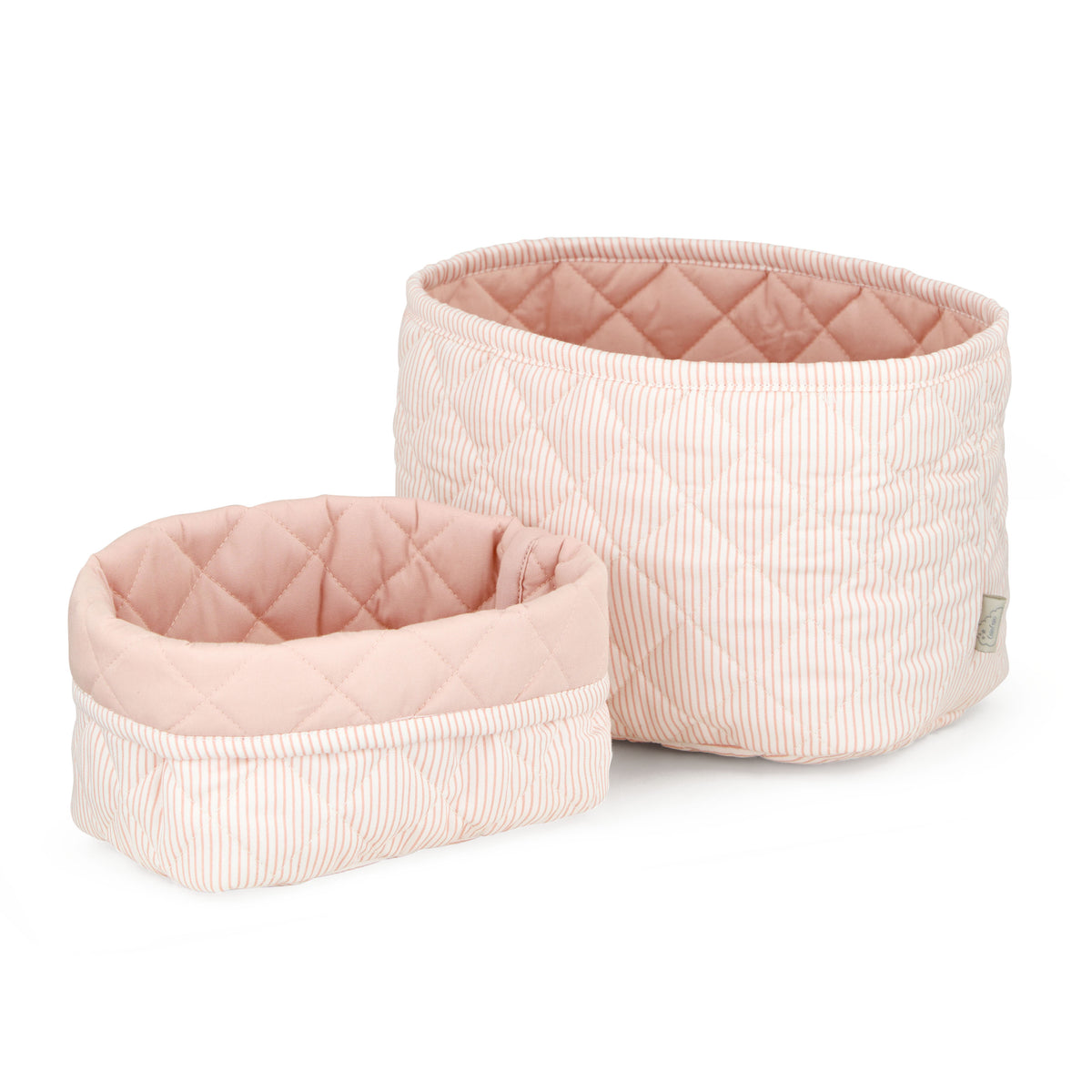 Gesteppter Aufbewahrungskorb, 2er-Set - OCS - Classic Stripes Rose