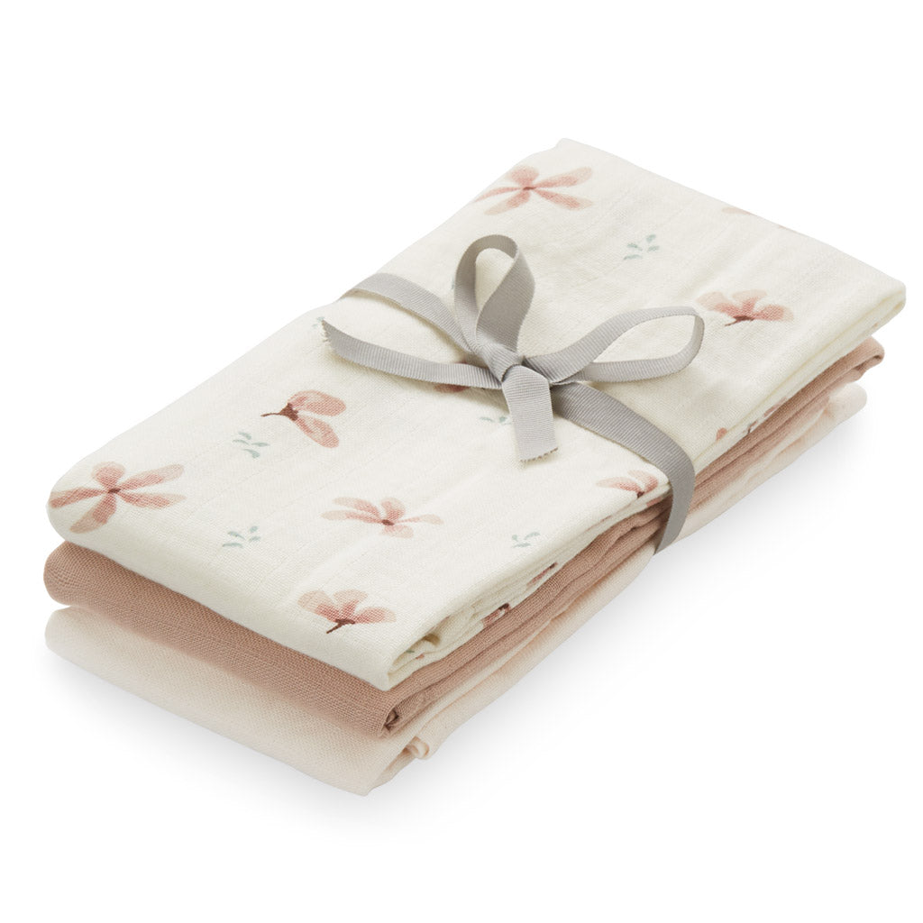 Mulltuch, 3er-Pack - GOTS Mix Windflower Creme, Dusty Rose, Powder