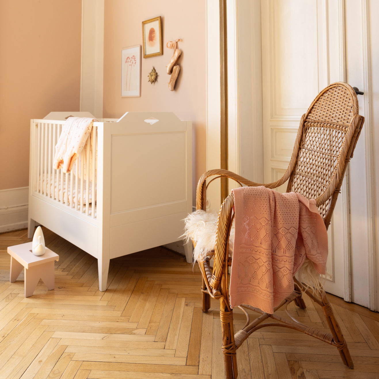 Pointelle Strick Babydecke - GOTS - Sorbet