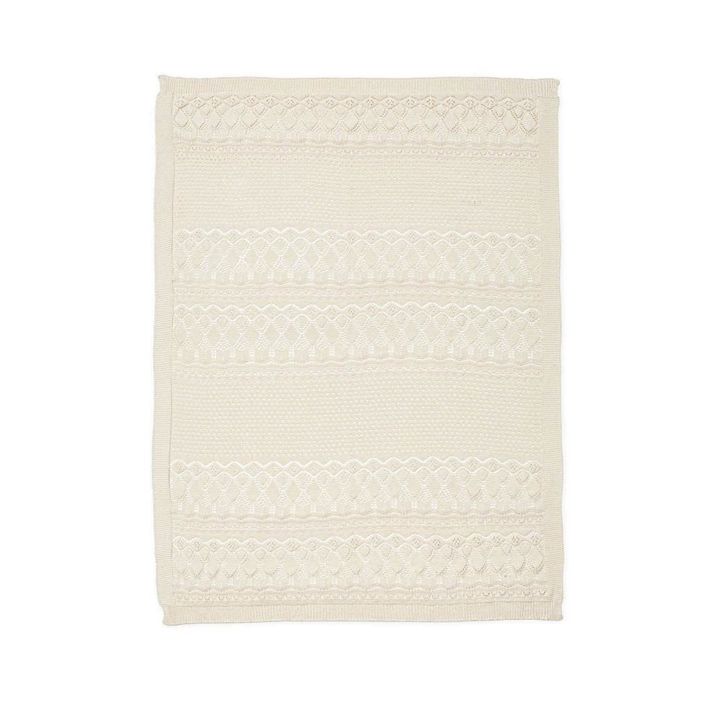 Pointelle Strick Babydecke - GOTS - Off White 