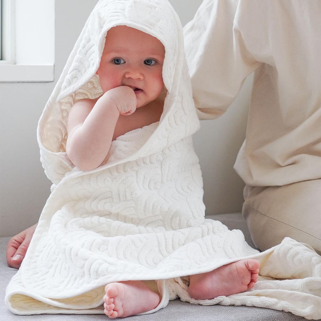 Kapuzenhandtuch mit Öhrchen, Baby - GOTS Off-White