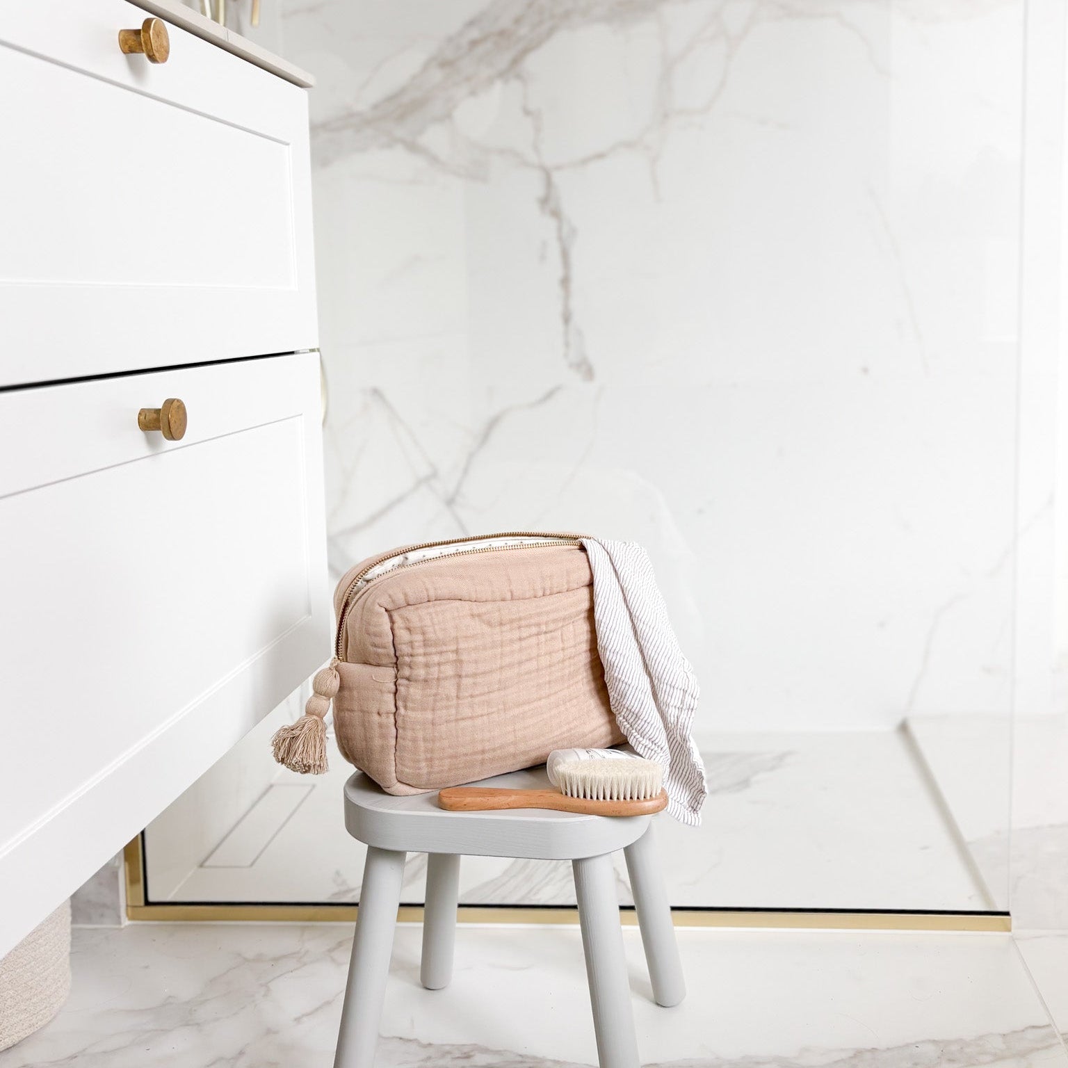 Mulltuch Toilettentasche - OCS - Latte