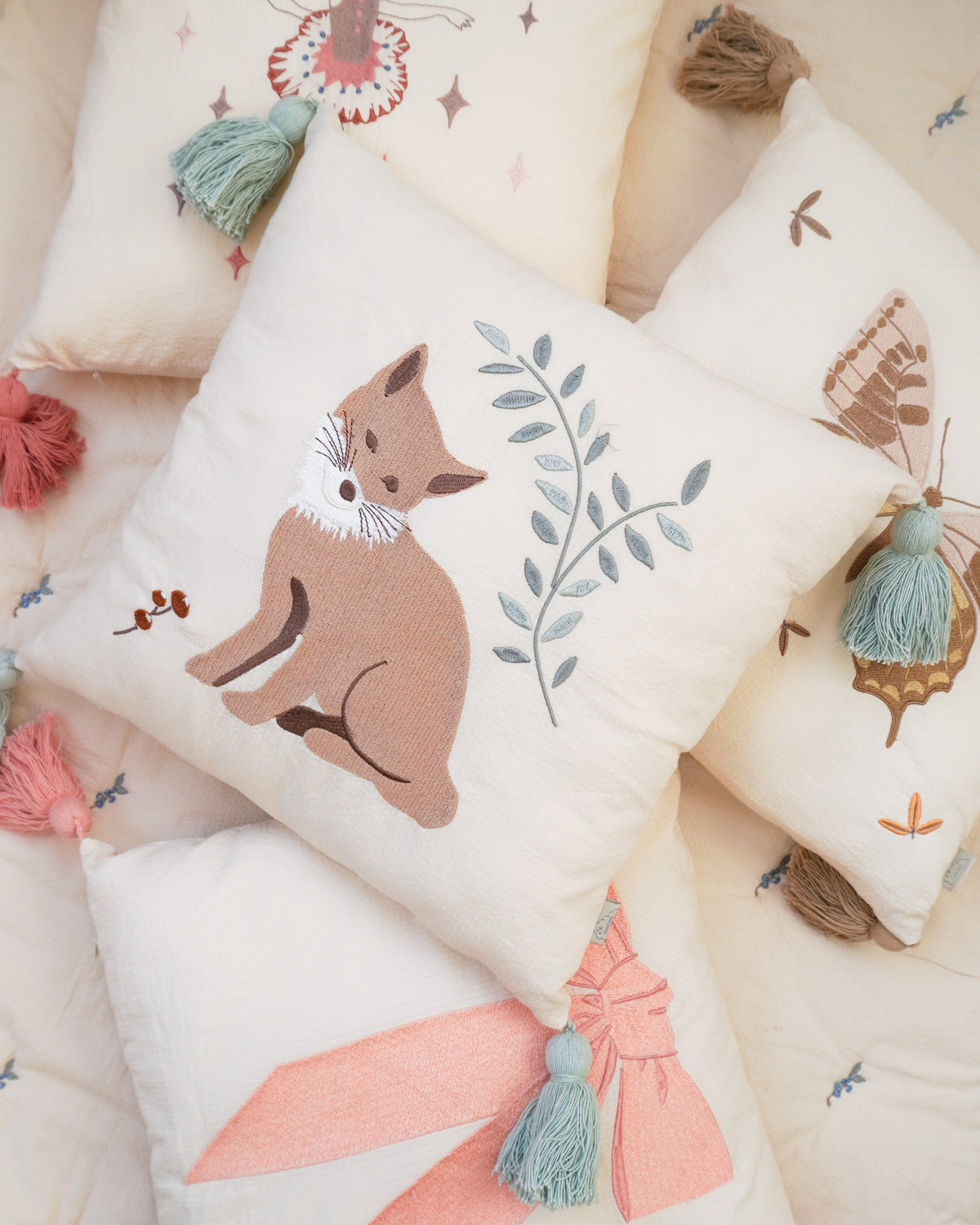 Kinder Besticktes Kissen - OCS - Woodland