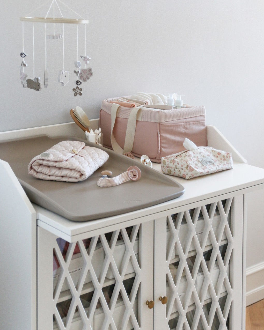 Gesteppte Wickelunterlage - OCS - Classic Stripes Rose