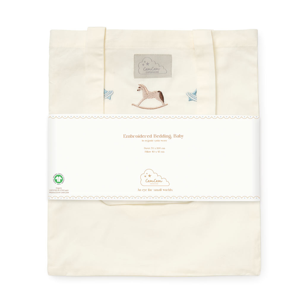 Gestickte Babybettwäsche, 70x100cm - GOTS - Vintage Toys