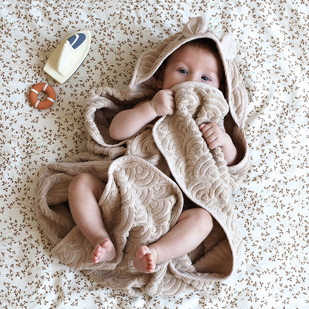 Handtuch, Baby, Kapuze mit Ohren – GOTS Almond