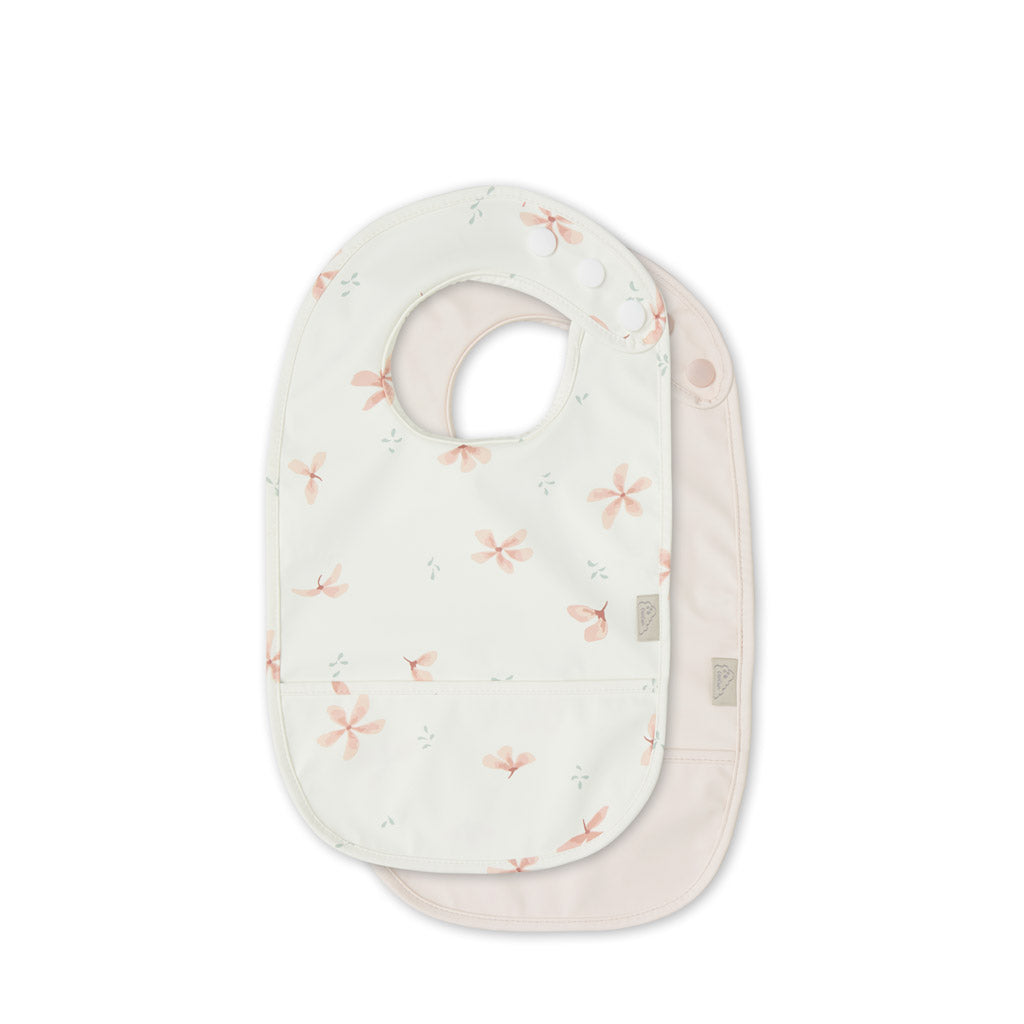 Lätzchen mit Tasche, 2er-Pack – Windflower Creme/Blossom Pink